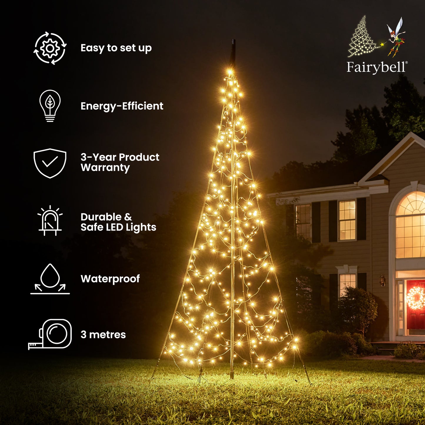 Fairybell All-Surface | 3 metres | 320 LED lights | Including mast | Twinkle