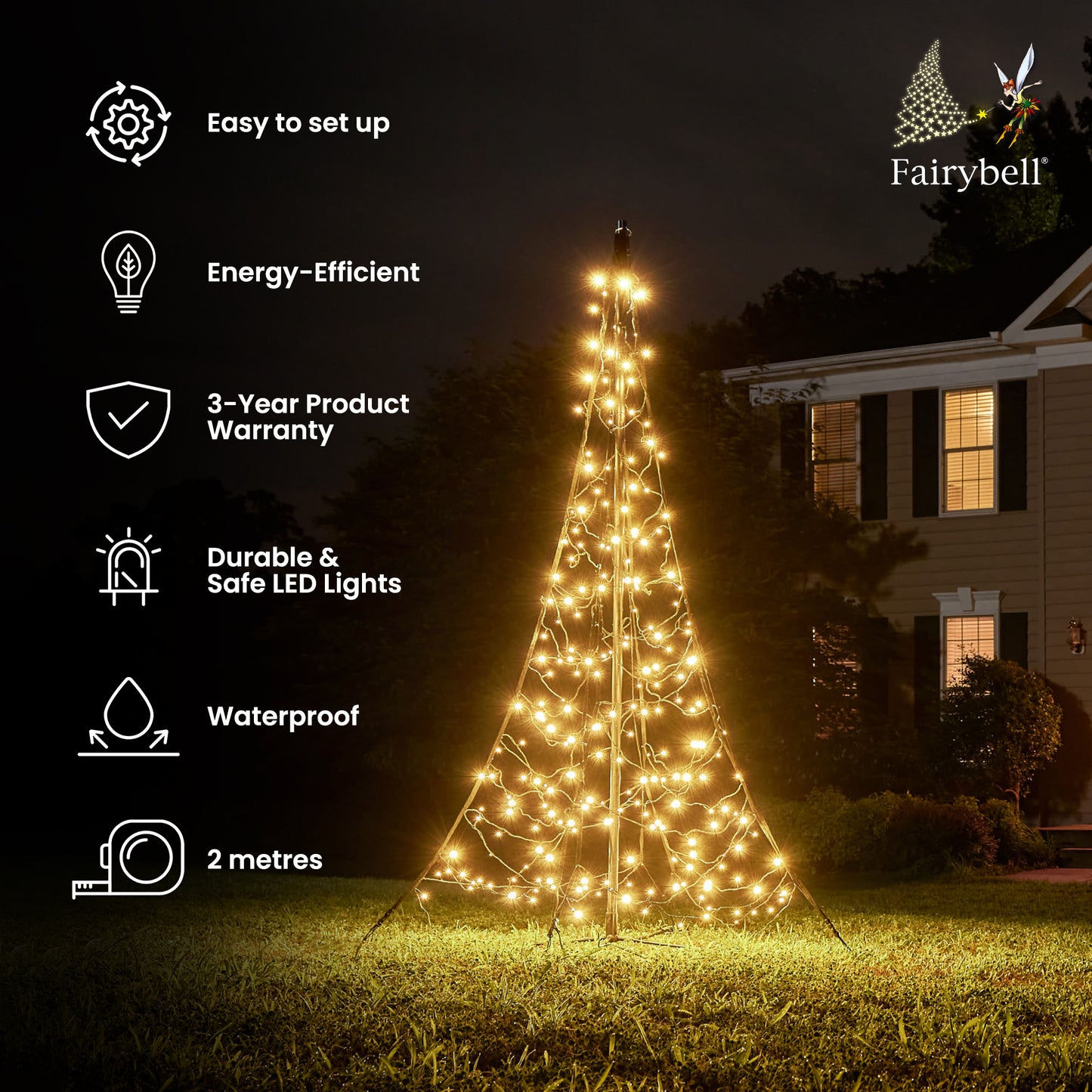 Fairybell All Surface | 2 meters | 240 LED lights | Including mast | Warm white