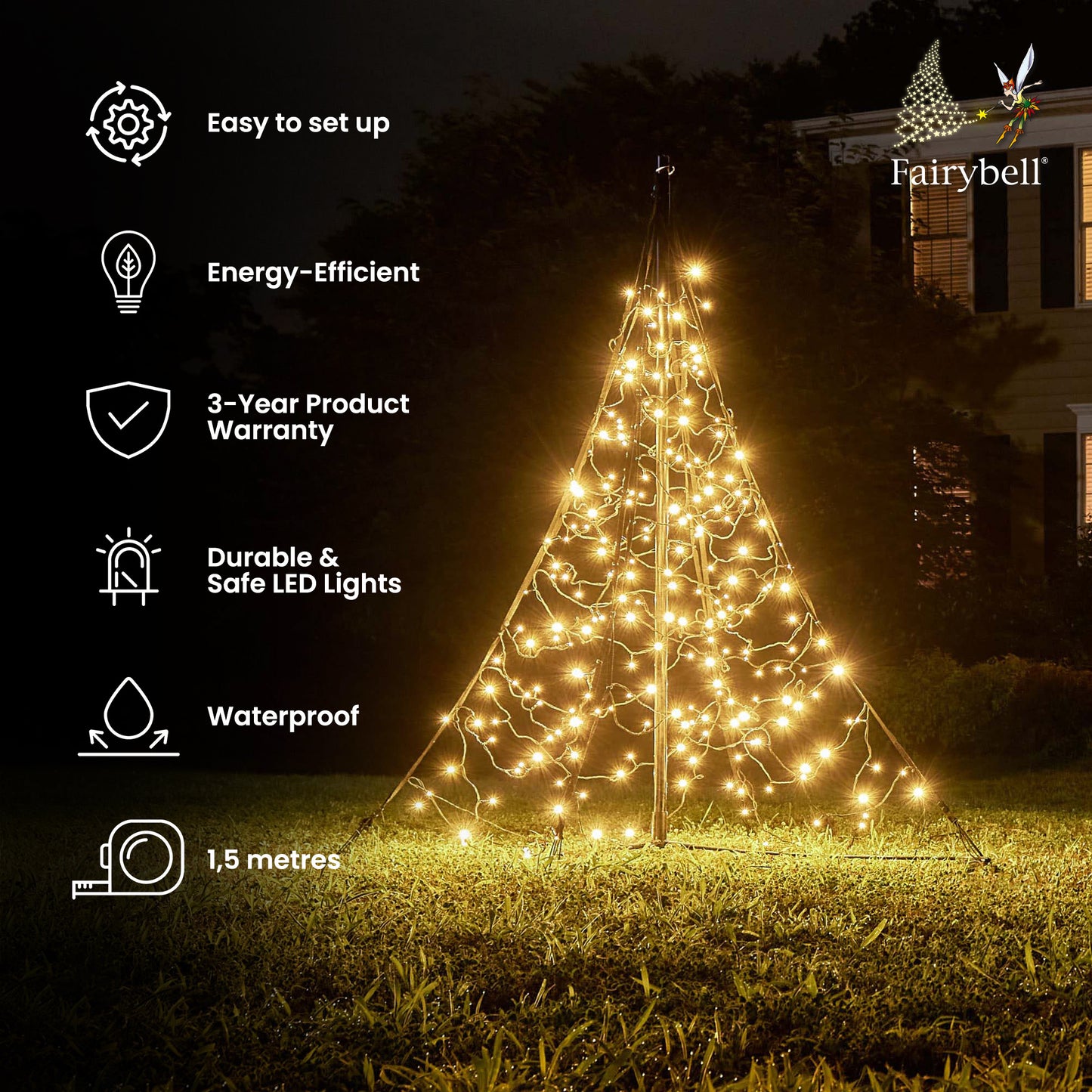 Fairybell All Surface | 1.5 meters | 240 LED lights | Including mast | Warm white 