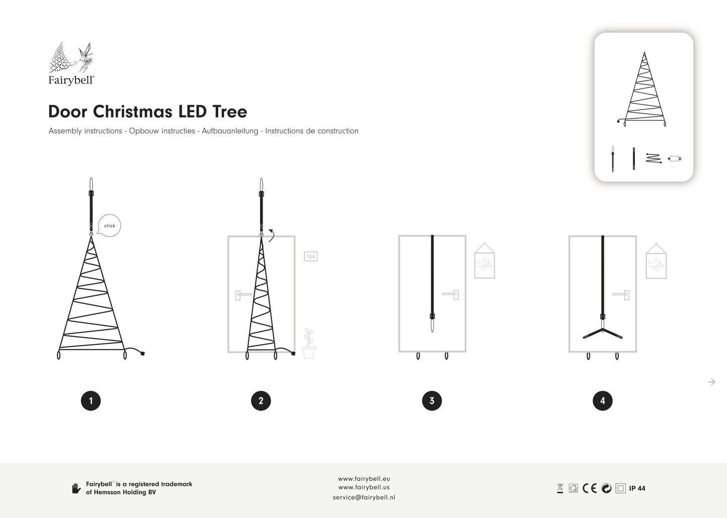 Fairybell Door Christmas Tree | 210 cm | 120 LED lights